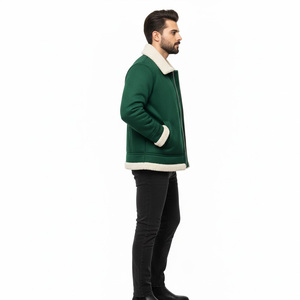 Veste à manches en cuir et en laine pour hommes Manteau d'hiver à la mode Fabricant d'équipement d'origine Conception de logo personnalisé Vêtements d'extérieur Fournisseur de gros - Product Image 3