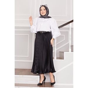 กระโปรงทรงดินสออัดพลีทผ้าซาตินสีดำยาวตรงกับพิมพ์ดิจิตอลกระโปรงทรงดินสอสั้นขนาดใหญ่ระบายอากาศได้ดี - Product Image 3