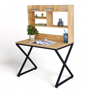 100x60x145cm X-Shaped Iron Leg <b>Study</b> <b>Desk</b> with Bookshelf Assembled School Furniture-FD68054 - Product Image 1