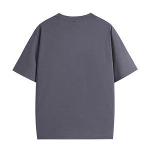 Camiseta de algodón grueso de 230 gramos para hombre, gris oscuro, de manga corta, corte holgado con hombros caídos, cuello redondo, estampado 100% algodón. - Product Image 3