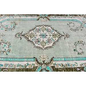 พรมตุรกีขนาดใหญ่ 5.9x10.3 ฟุต สีน้ำเงินลายจุด พรมขนสัตว์วินเทจ - Product Image 5