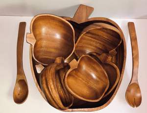 Deluxe Quality Teak Wood Dinnerware Set Customized <b>Shape</b> for Wedding Parties and Hotel Ware Supplies - Product Image 3