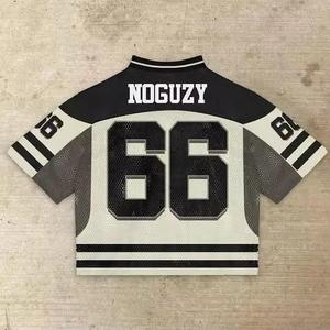 Camiseta corta personalizada de fabricante, camiseta cuadrada, camiseta de fútbol con letras de fútbol, camiseta de malla transpirable con cuello en V de gran tamaño para hombre - Product Image 2