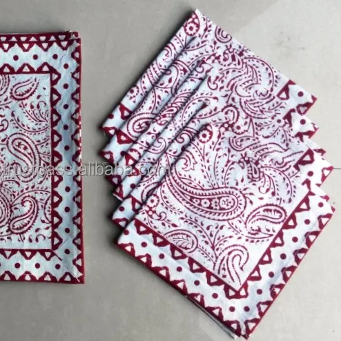 Pure Cotton Washable Hand Block Printed Table Mats Sets With 6 Napkins Floral Printed Cotton Dinning Table Place Mat & Napkins