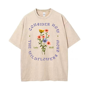 Custom Eco-Friendly Vintage Washed <b>Women's</b> <b>T</b>-<b>Shirt</b> <b>Slogan</b> Print High Street Style Trendy Casual V-neck Short Sleeve Tee - Product Image 5