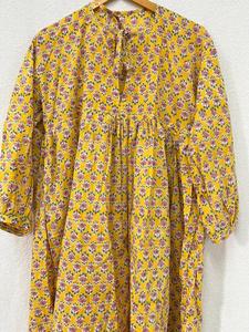 Ropa de novia Vestido de una pieza Túnica Top Mujeres Fancy Kurti Dama DE HONOR Traje Casual Kurta Vestido indio Algodón Vestido largo Impreso - Product Image 4