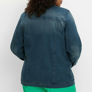 Lightweight Women's Jean Jackets Comfortable Fabric <b>Blue</b> Denim Spring Coat with Turn Down Collar Slim Design - Product Image 6