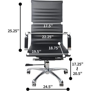 Silla Ejecutiva de Oficina Cromada con Cuero PU, Altura Ajustable, Giratoria, Ergonómica, para Conferencias y Tareas - Product Image 5