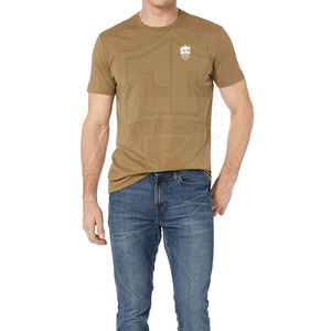 Camiseta de algodón de alta calidad para hombre, cuello redondo transpirable con patrón de logotipo sólido, longitud corta, diseño personalizado OEM hecho en Pakistán - Product Image 2