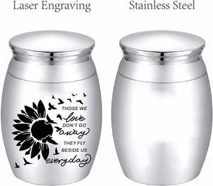 Urne de cendres de tournesol souvenir papillons urnes de crémation en acier inoxydable porte-cendres commémoratif pour papa humain urnes de taille personnalisée - Product Image 3