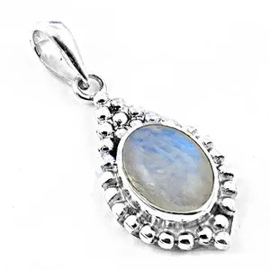 Colgante Religioso de Plata de Ley 925 con Piedra Lunar y Baño de Rodio en Oro Rosa - Product Image 3
