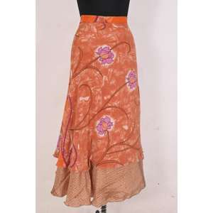 Falda envolvente con estampado floral de diseñador para mujer hecha a mano India para verano Ropa de playa inspirada en Sari vintage con cintura natural - Product Image 1