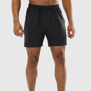 Short de gymnastique taille moyenne pour hommes vêtements de sport de course à pied décontractés taille élastique motif solide teint uni entraînement de musculation - Product Image 1
