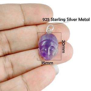 Bouddha Visage Charme 925 Argent Fluorite Gemstone Pendentif Fabrication de Bijoux Collier - Product Image 4