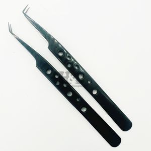 High Quality Professional Stainless Steel Silver Anti-Static Durable Comfortable Handle Mink Slanted Tip Curved Eyelash <b>Tweezers</b> - Product Image 4