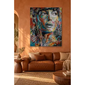 Impression sur toile de visage de femme avec effet de gouttes de peinture colorées Fida - Product Image 5
