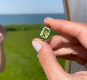 925 Sterling <b>Silver</b> Gold Plated Vintage Green Peridot Engagement <b>Ring</b> Handmade Bezel Setting <b>Emerald</b> Cut Gemstone Direct Seller - Product Image 3