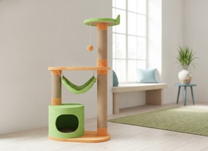 Griffoir Amistar de haute qualité, modèle Forêt Amusante, pour chats et chatons de toutes races et tailles, 117 cm de haut, 2 niveaux, écologique - Product Image 2
