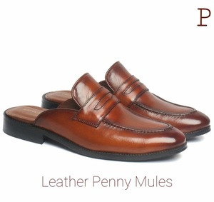 Chanclas planas cómodas Penny Leather Mules para verano invierno primavera-Cierre suave y sin cordones con estilo duradero de patrón sólido - Product Image 2