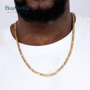 Venta caliente 925 Plata 18K Chapado en oro 5mm Collar de cadena Figaro para hombres - Product Image 1