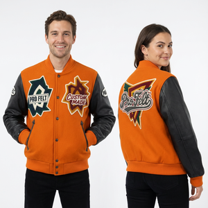 Chaqueta Universitaria Personalizada de Fieltro Profesional, Mangas de Cuero y Lana, Parches Bordados, Chaqueta Universitaria Unisex de Béisbol para Hombre - Product Image 5