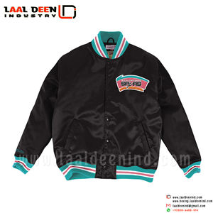 OEM personnalisé chenille broderie logo manches en cuir bleu clair baseball bomber letterman varity veste logo entièrement personnalisé - Product Image 5