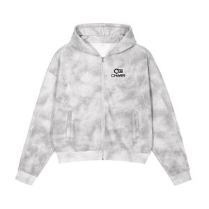 OEM Acid Wash & Distressed Raw Hem Custom <b>Mens</b> <b>Hoodie</b> 100% Cotton Solid Pattern <b>Oversized</b> Hip-Hop Pullover Streetwear Style - Product Image 3