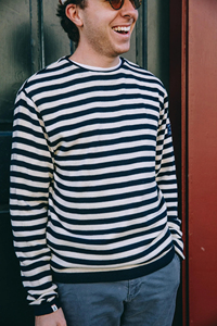 Ottoknit Varsity Stripe <span class=keywords><strong>Pull</strong></span> à rayures de <span class=keywords><strong>marin</strong></span> en corde torsadée au design personnalisé-Tricot d'inspiration nautique vintage - Product Image 2