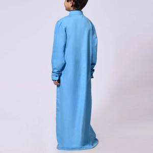 Dubai Muslim Kids Islamic Clothing Breathable High Quality Thobe Thawb Solid Color Long Sleeve Plus Size Modest Cotton Men - Product Image 4