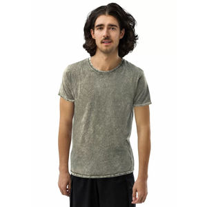 Camiseta OEM de alta calidad con lavado ácido para hombre, transpirable y de secado rápido, informal, negro, liso, cuello redondo, ropa informal estilo Hip Hop Vintage - Product Image 5