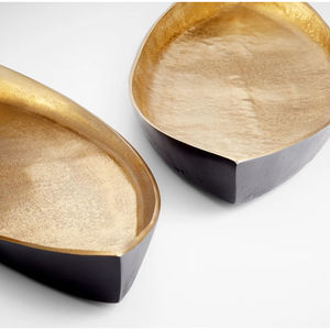 Bandeja para servir comida de restaurante y Hotel, forma de barco con bandeja decorativa de Color dorado y negro para proveedores mayoristas - Product Image 5