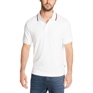 Wholesale Men Solid <b>Black</b> <b>Polo</b> Shirt Contrast Piping Collar Classic Fit Casual <b>Top</b> - Product Image 1