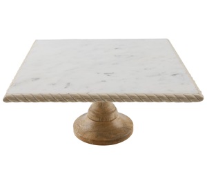 Espléndido pastel cuadrado de mármol con base de oro decorativa de metal Soporte para servir pasteles Soporte moderno para pasteles y pasteles Stan - Product Image 5