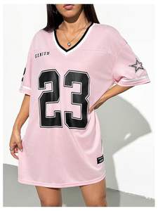 เสื้อเจอร์ซีย์ฟุตบอลคอวีขนาดใหญ่พิเศษใส่สบายมีสไตล์ยูนิเซ็กส์ใส่ Y2k - Product Image 2