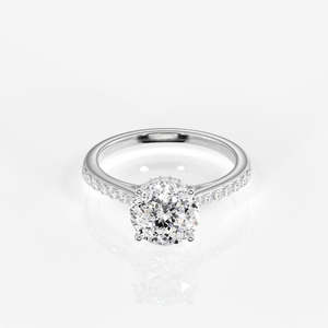 Anillo de Diamante Moissanite con Corte Portugués y Halo Oculto, Elegante, en Plata de Ley - Product Image 6