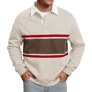 Chemises de rugby pour hommes en toile 100% coton, poids lourd, manches courtes, séchage rapide, vêtements de rue formels, sweat-shirt - Product Image 5