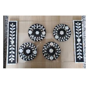 Ensemble de sous-verres et plateau en nacre incrustés de qualité exportée pour les occasions de fête et la décoration intérieure - Product Image 1