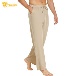 Pantalones deportivos informales ligeros de 100% algodón para hombre con malla inferior abierta y bolsillos con cremallera ajuste holgado - Product Image 3
