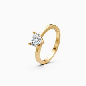 Anillo de amor romántico con diamante cultivado en laboratorio de 0.75 quilates, forma de corazón, solitario, en oro amarillo, blanco y rosa de 9 quilates. - Product Image 2