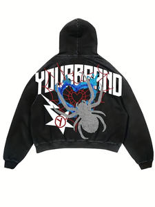 Sudadera con capucha de lana de gran tamaño de alta calidad para hombre, sudadera básica de algodón con logotipo personalizado para invierno - Product Image 6