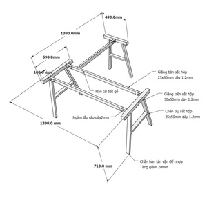 AConcept Industrial Design Heavy Duty L-Shaped Metal <b>Desk</b> Legs 140x140cm Assembly Required for Coffee Table Hospital (HCAC016) - Product Image 3