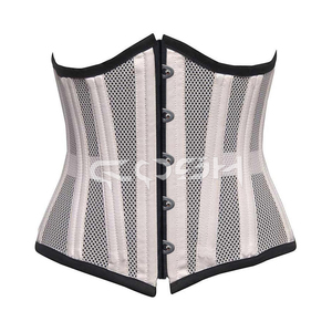 Corset amincissant sexy en maille blanche sous-poitrine avec fermeture à fermoir antique - Product Image 4