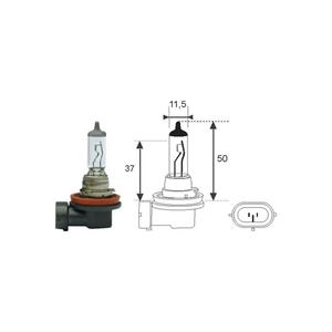 12V H11 55W <b>Single</b> Filament Headlight/Fog Light Bulb Compatible with Side <b>Socket</b> PGJ-19-2 64211 7701049263-6216.A3 - Product Image 1