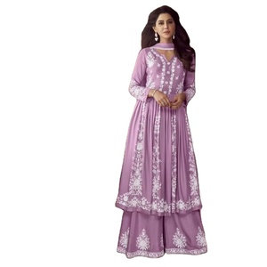 Vestidos de Noche de Rayón Pesado con Bordado de Hilo Blanco, Conjunto Kurti al por Mayor - Product Image 2