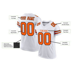 Nouveaux designs 2025 – Maillot de football américain unisexe à coupe ample et cousu, manches courtes, 100 % polyester, respirant et séchage rapide - Product Image 6