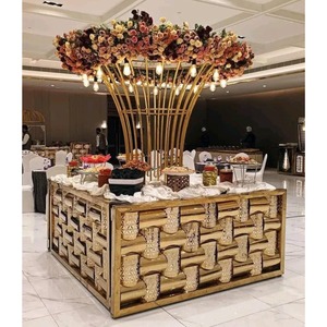 Comptoir de buffet design LED en acrylique pour mariages installation de restauration de luxe en acier inoxydable station alimentaire lumineuse portable - Product Image 5