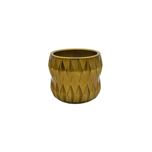 CUD8904GD - Small Unique Gold <b>Ceramic</b> <b>Pot</b> - 4.5 W x 4 H - Product Image 1