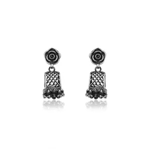 Boucles d'oreilles Jhumka en argent sterling 925 pour femmes, bijoux culturels indiens de collection - Product Image 4