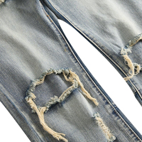 Jean en denim unisexe de haute qualité pour l'été et l'automne 2025, coupe droite, effet déchiré, style vintage, personnalisable OEM