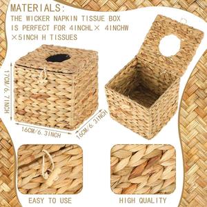 กล่องใส่กระดาษทิชชูทรงสี่เหลี่ยม ฝาปิดแบบทอ ทำด้วยมือ กล่องเก็บของ เป็นมิตรกับสิ่งแวดล้อม ของตกแต่งบ้านจากธรรมชาติ ขายส่งจากเวียดนาม - Product Image 2